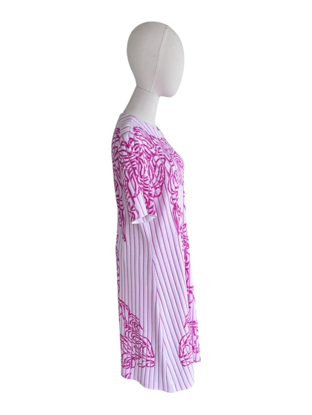 NWT Ming Wang Pink Jacquard Rib Knit Midi Dress Size Medium - Picture 4 of 7